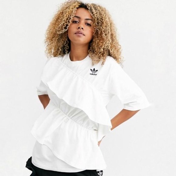 adidas Tops - NWT!Adidas X J Koo Tiered Ruffle White Top